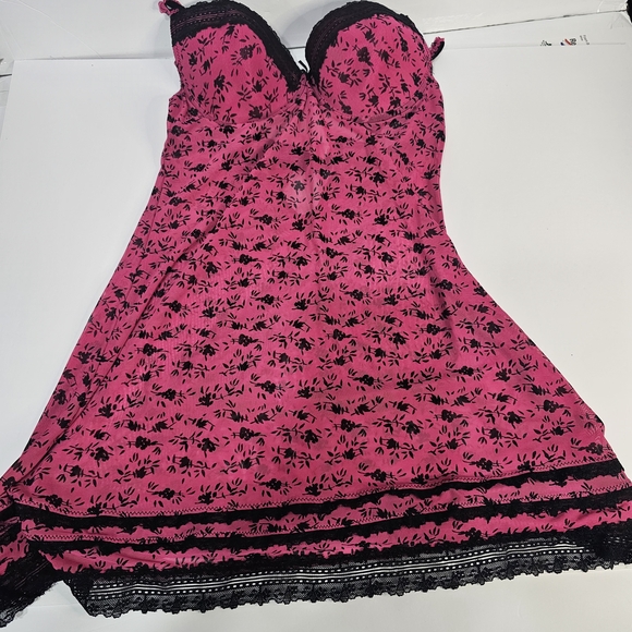 Derek Rose Pink Sheer Lace Detail Babydoll Sz L Lingerie Strech Sexy Romantic - Picture 3 of 8